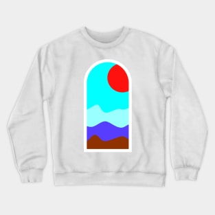 Red Sun Window Landscape Crewneck Sweatshirt